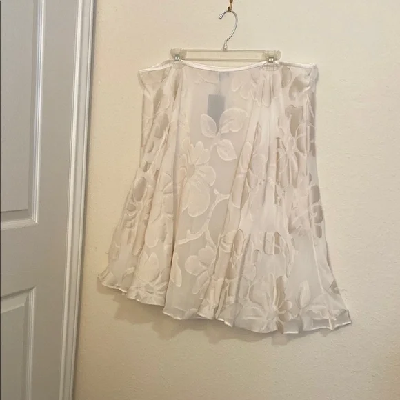 Lafayette 148 Elegant Cream Floral Skirt